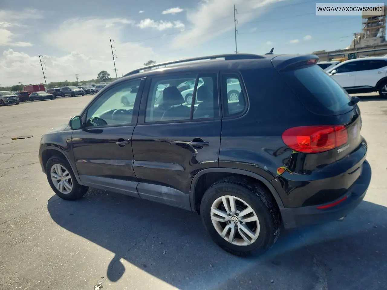 2016 Volkswagen Tiguan VIN: WVGAV7AX0GW520003 Lot: 49770146