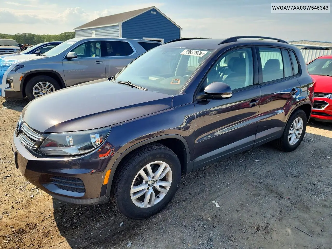 2016 Volkswagen Tiguan S VIN: WVGAV7AX0GW546343 Lot: 60823906