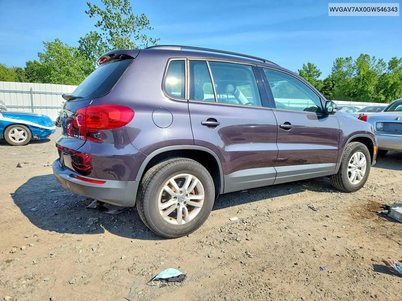 2016 Volkswagen Tiguan S VIN: WVGAV7AX0GW546343 Lot: 60823906
