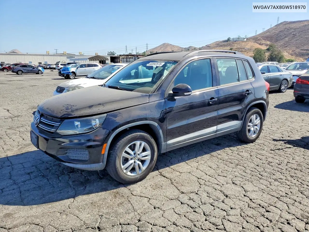 2016 Volkswagen Tiguan S VIN: WVGAV7AX8GW518970 Lot: 60892576
