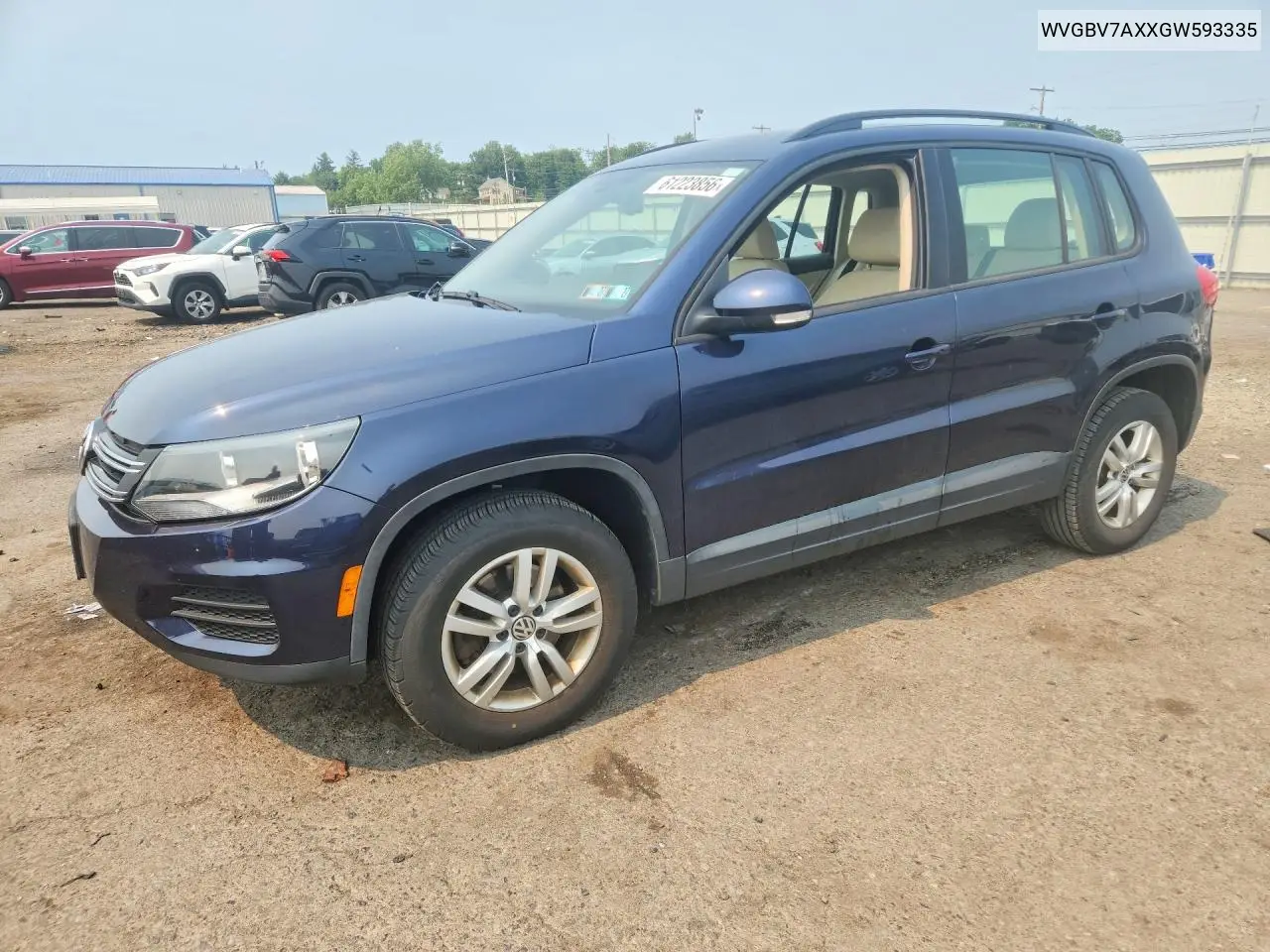 2016 Volkswagen Tiguan S VIN: WVGBV7AXXGW593335 Lot: 61223856
