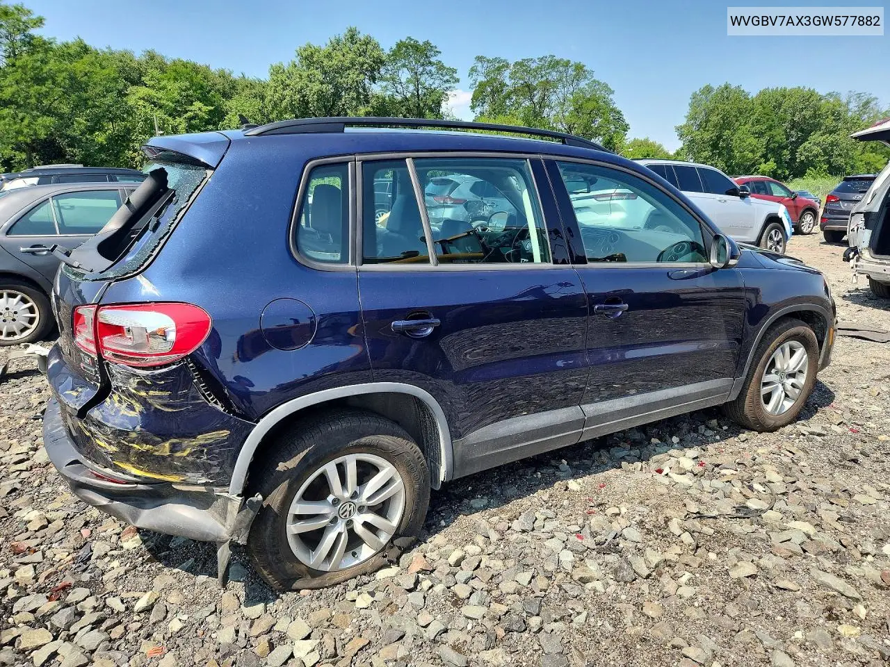 2016 Volkswagen Tiguan S VIN: WVGBV7AX3GW577882 Lot: 61709586