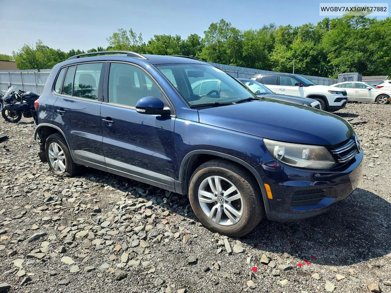 2016 Volkswagen Tiguan S VIN: WVGBV7AX3GW577882 Lot: 61709586
