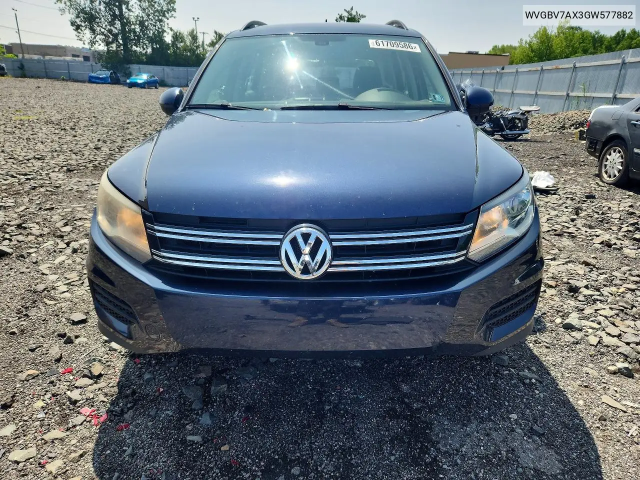 2016 Volkswagen Tiguan S VIN: WVGBV7AX3GW577882 Lot: 61709586