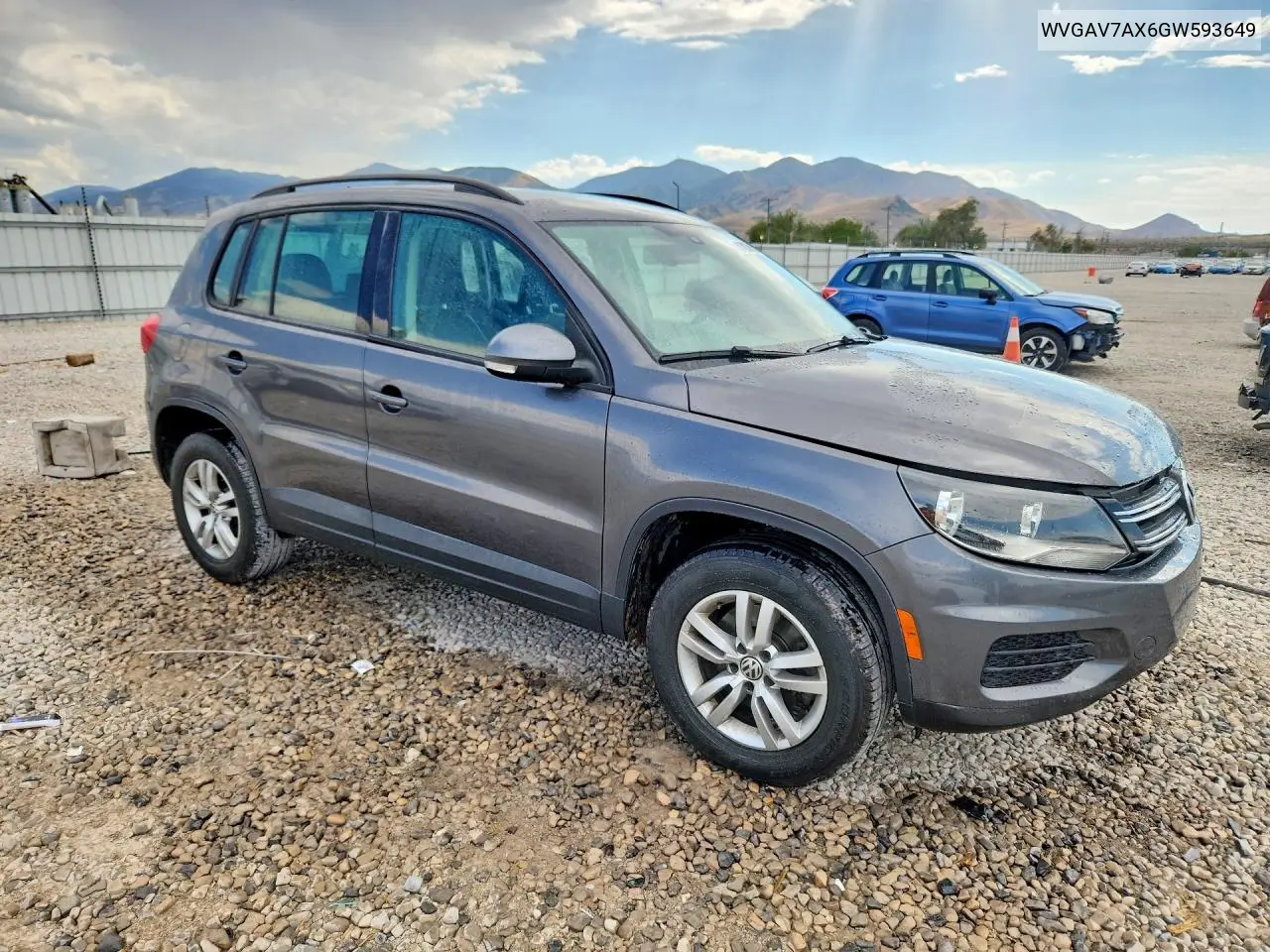 2016 Volkswagen Tiguan S VIN: WVGAV7AX6GW593649 Lot: 61803016