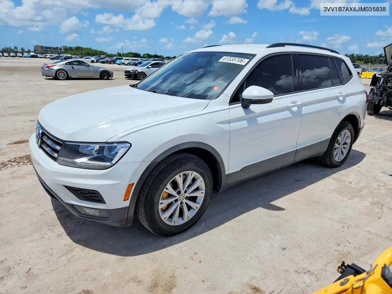 2018 Volkswagen Tiguan S VIN: 3VV1B7AX6JM035838 Lot: 61535706