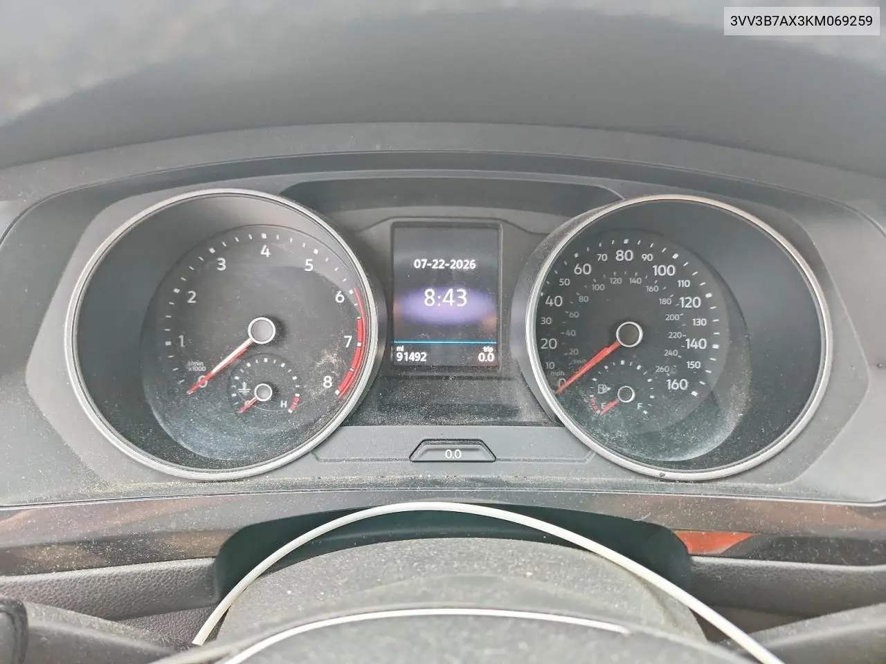 2019 Volkswagen Tiguan Se VIN: 3VV3B7AX3KM069259 Lot: 62195206