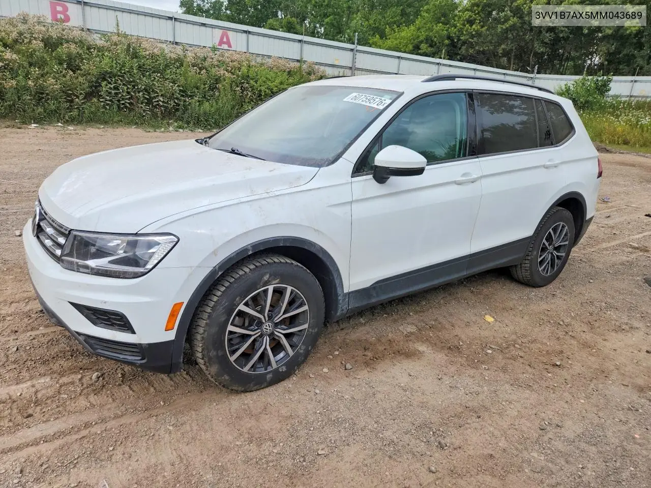 2021 Volkswagen Tiguan S VIN: 3VV1B7AX5MM043689 Lot: 60759576