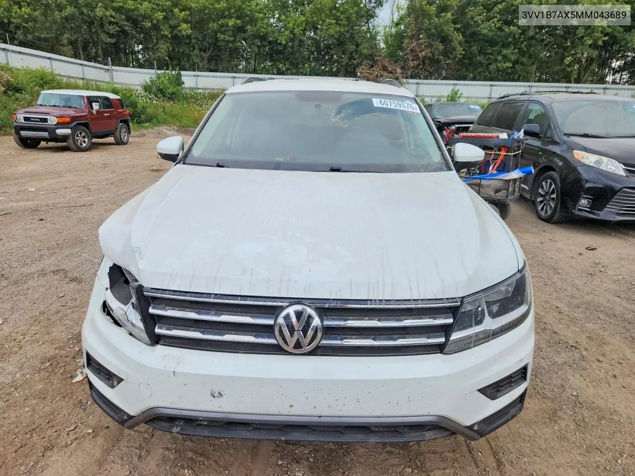 2021 Volkswagen Tiguan S VIN: 3VV1B7AX5MM043689 Lot: 60759576