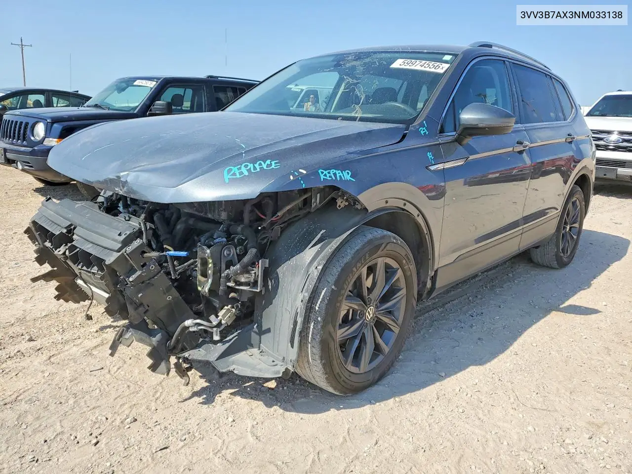 2022 Volkswagen Tiguan Se VIN: 3VV3B7AX3NM033138 Lot: 59974556