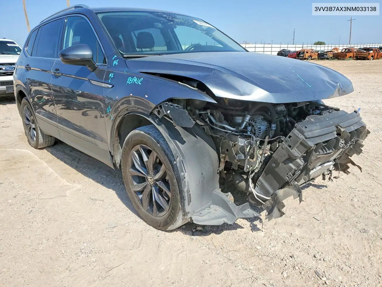 2022 Volkswagen Tiguan Se VIN: 3VV3B7AX3NM033138 Lot: 59974556