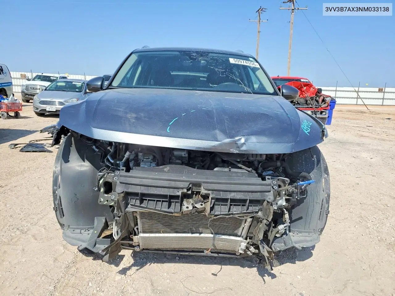 2022 Volkswagen Tiguan Se VIN: 3VV3B7AX3NM033138 Lot: 59974556