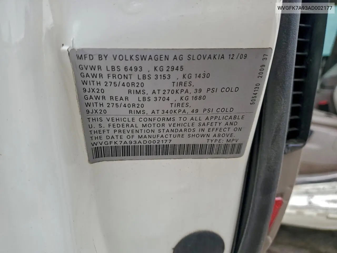 2010 Volkswagen Touareg Tdi VIN: WVGFK7A93AD002177 Lot: 97996155