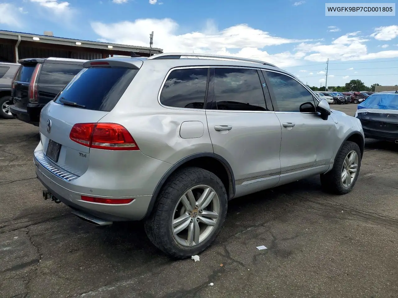 2012 Volkswagen Touareg V6 Tdi VIN: WVGFK9BP7CD001805 Lot: 59285266