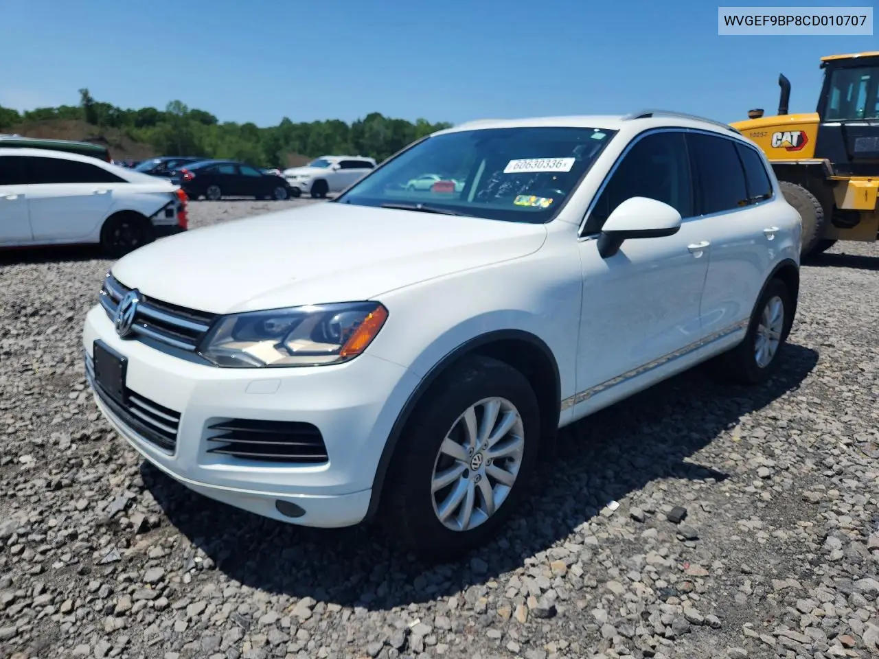 2012 Volkswagen Touareg V6 VIN: WVGEF9BP8CD010707 Lot: 60630336