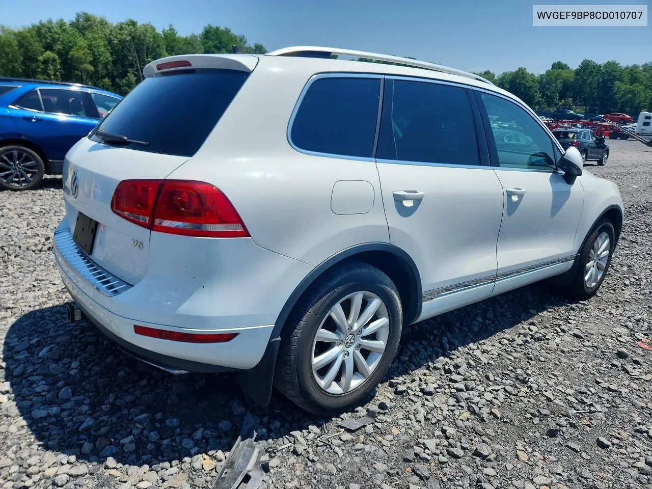2012 Volkswagen Touareg V6 VIN: WVGEF9BP8CD010707 Lot: 60630336