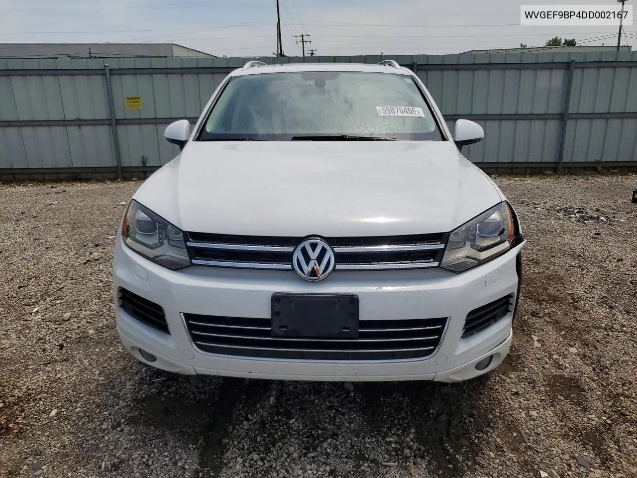 2013 Volkswagen Touareg V6 VIN: WVGEF9BP4DD002167 Lot: 59870406