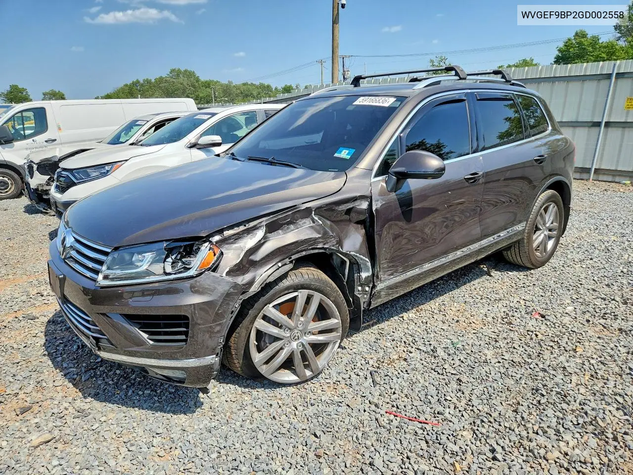 2016 Volkswagen Touareg Sport VIN: WVGEF9BP2GD002558 Lot: 59166836
