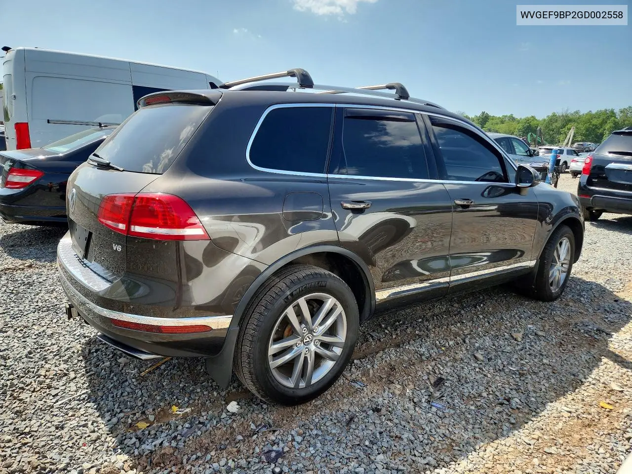 2016 Volkswagen Touareg Sport VIN: WVGEF9BP2GD002558 Lot: 59166836