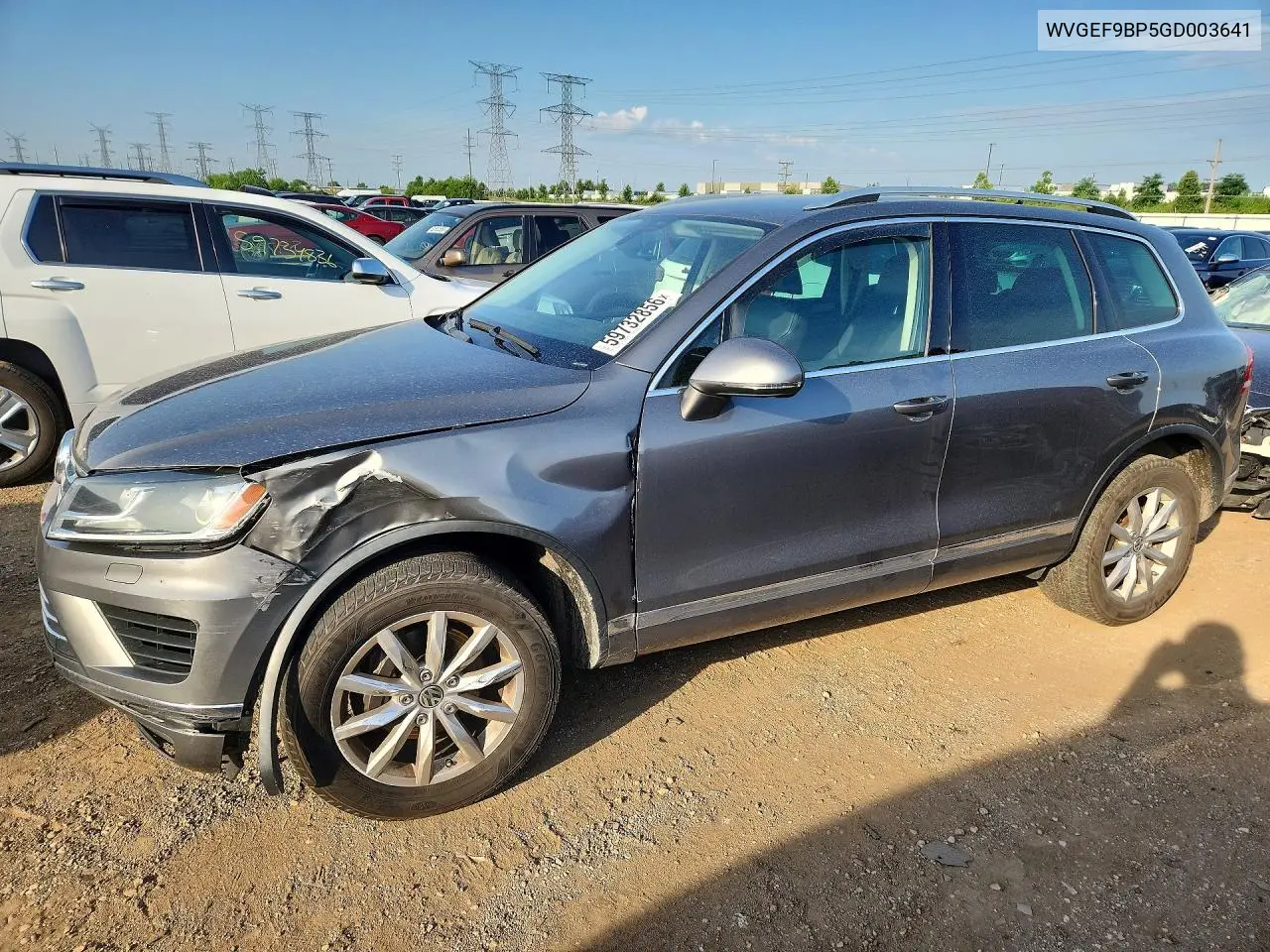2016 Volkswagen Touareg Sport VIN: WVGEF9BP5GD003641 Lot: 59732856