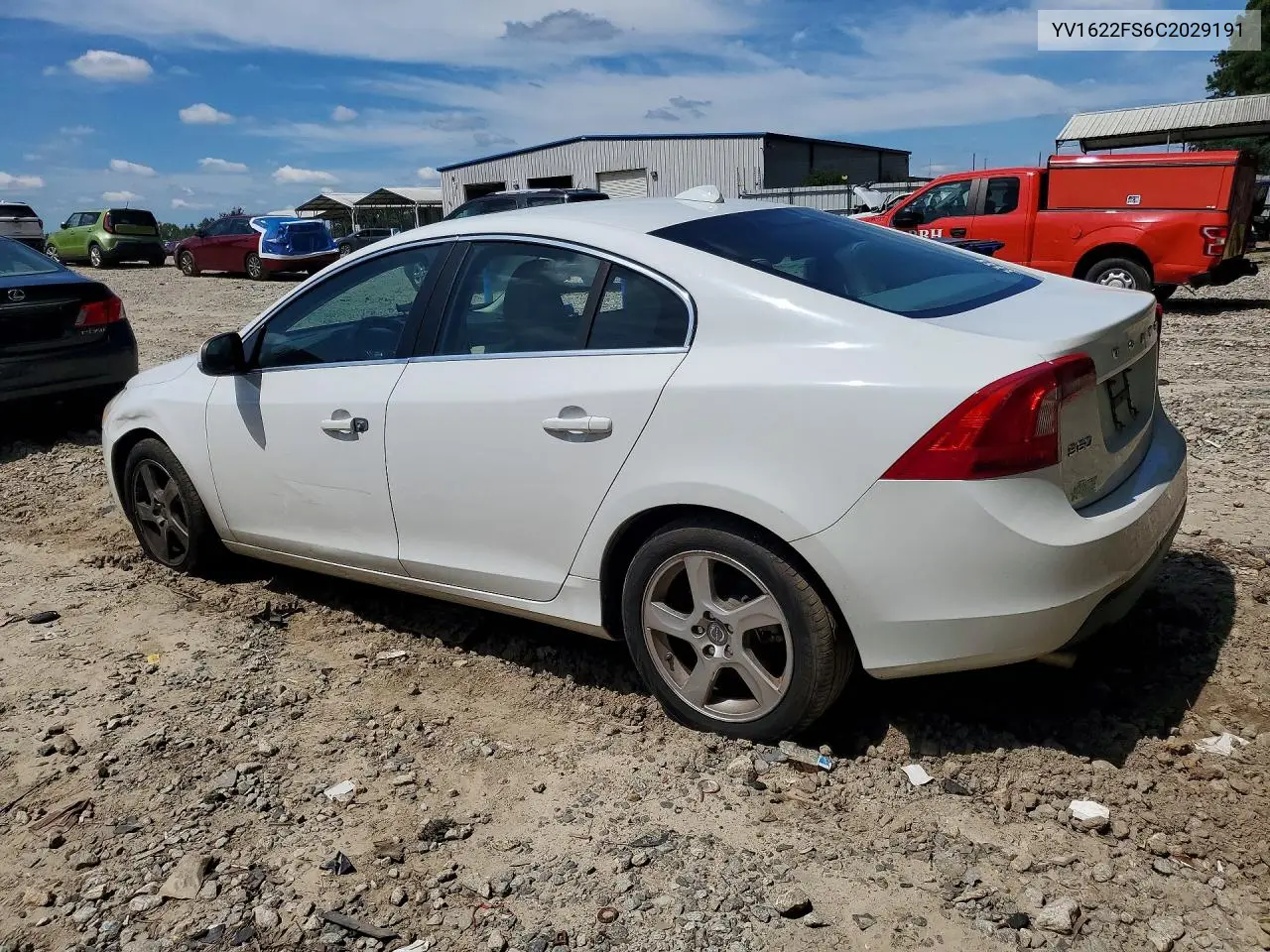 2012 Volvo S60 T5 VIN: YV1622FS6C2029191 Lot: 58424576