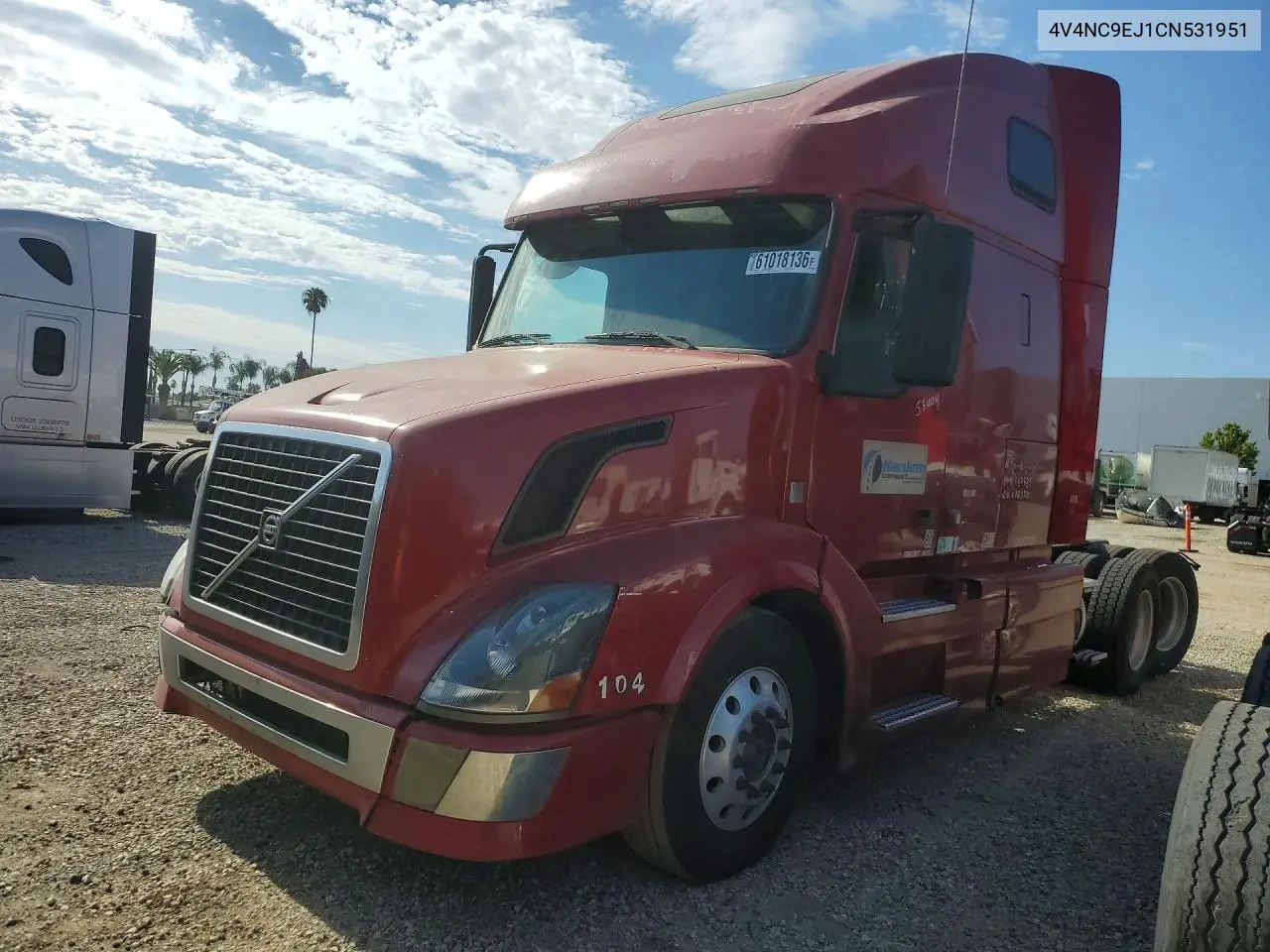 2012 Volvo Vn Vnl VIN: 4V4NC9EJ1CN531951 Lot: 61018136