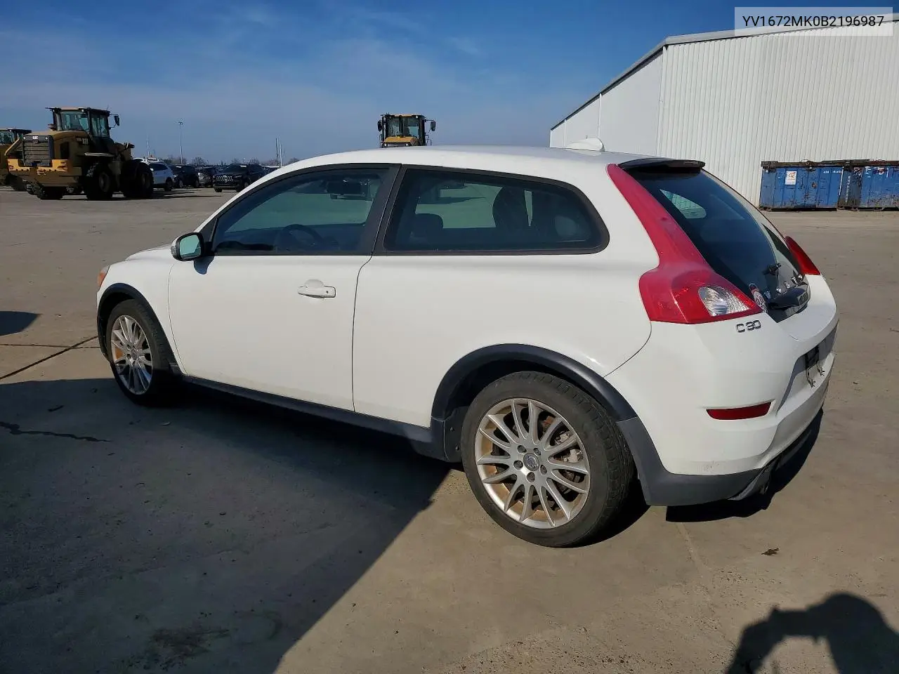 2011 Volvo C30 T5 VIN: YV1672MK0B2196987 Lot: 75839855