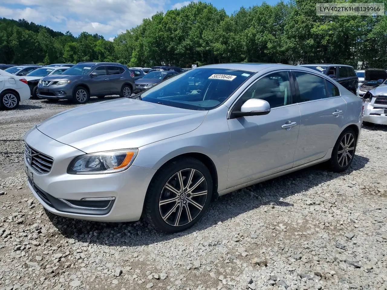 2017 Volvo S60 Premier VIN: LYV402TK1HB139966 Lot: 58220646