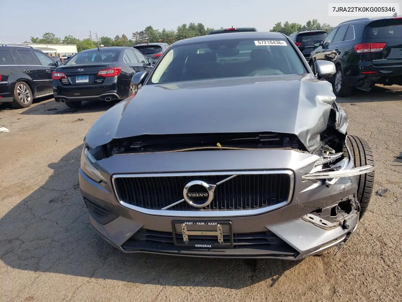 2019 Volvo S60 T6 Momentum VIN: 7JRA22TK0KG005346 Lot: 57210436
