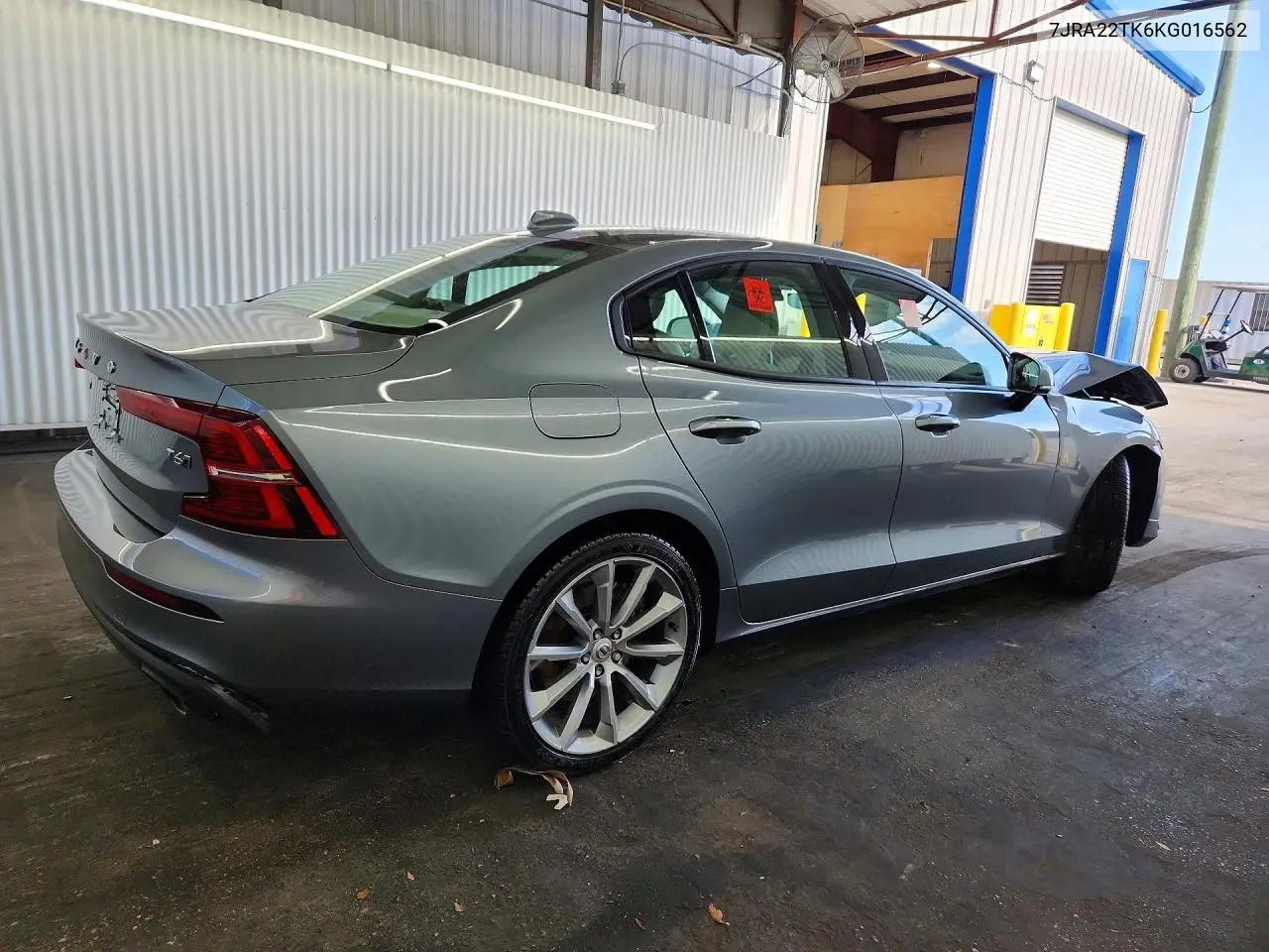 2019 Volvo S60 T6 Momentum VIN: 7JRA22TK6KG016562 Lot: 58308126