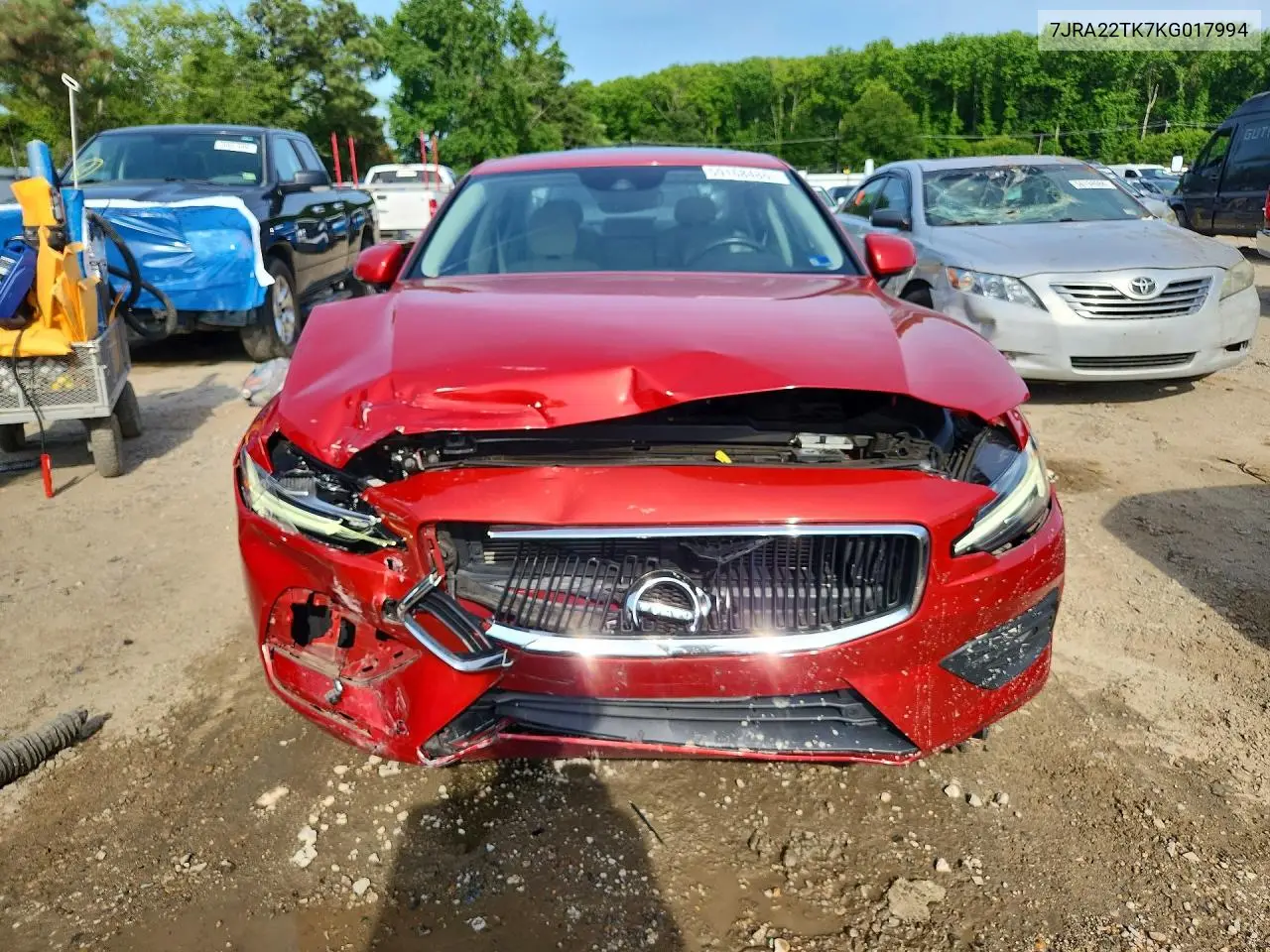 2019 Volvo S60 T6 Momentum VIN: 7JRA22TK7KG017994 Lot: 59168486