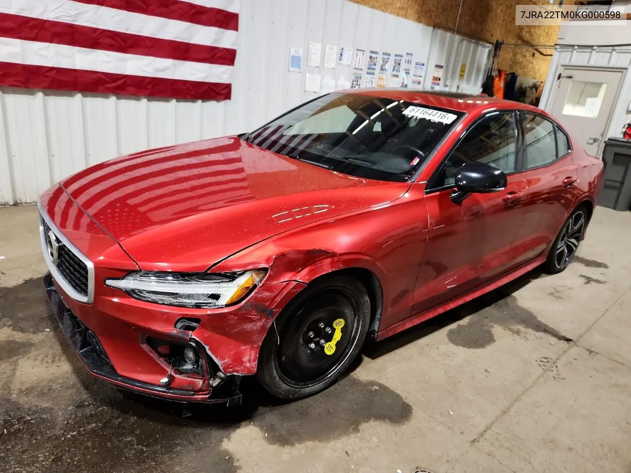 2019 Volvo S60 T6 R-Design VIN: 7JRA22TM0KG000598 Lot: 61164416