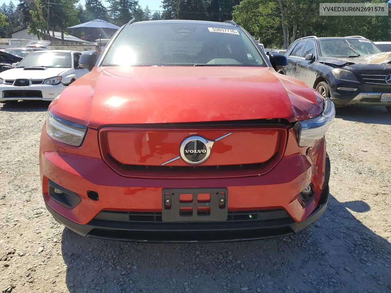 2022 Volvo Xc40 P8 Recharge Plus VIN: YV4ED3UR6N2691578 Lot: 53037716