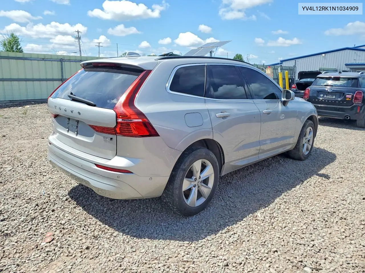 2022 Volvo Xc60 B5 Momentum VIN: YV4L12RK1N1034909 Lot: 59981416