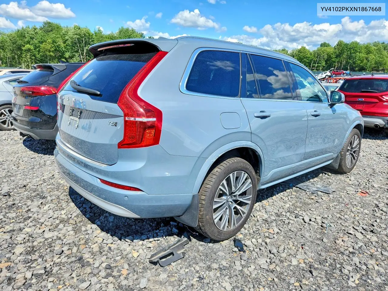 2022 Volvo Xc90 T5 Momentum VIN: YV4102PKXN1867668 Lot: 59858516