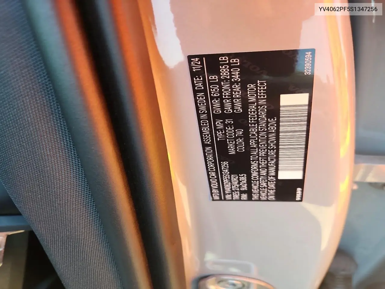 2025 Volvo Xc90 Ultra VIN: YV4062PF5S1347256 Lot: 60810706