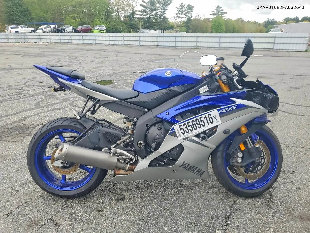 2015 Yamaha Yzfr6 VIN: JYARJ16E2FA032640 Lot: 53569516