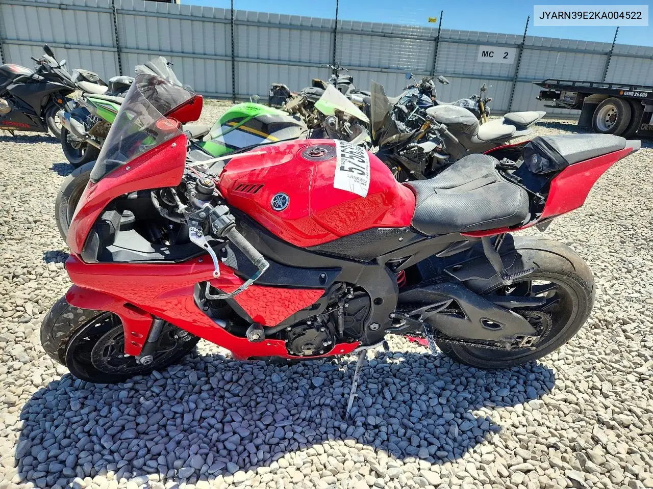 2019 Yamaha Yzfr1 VIN: JYARN39E2KA004522 Lot: 57563506