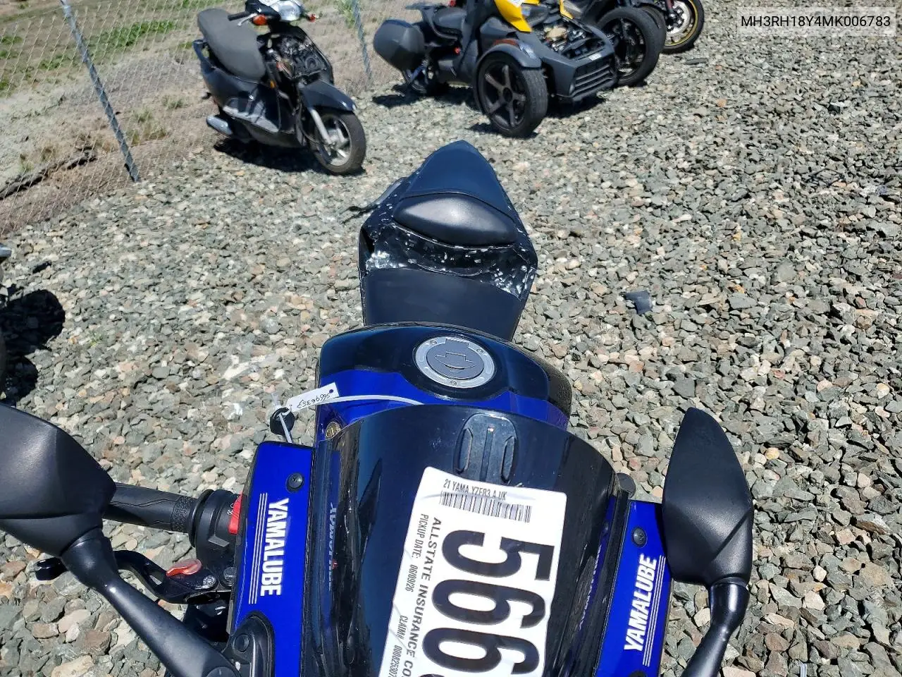 2021 Yamaha Yzfr3 A VIN: MH3RH18Y4MK006783 Lot: 56696356