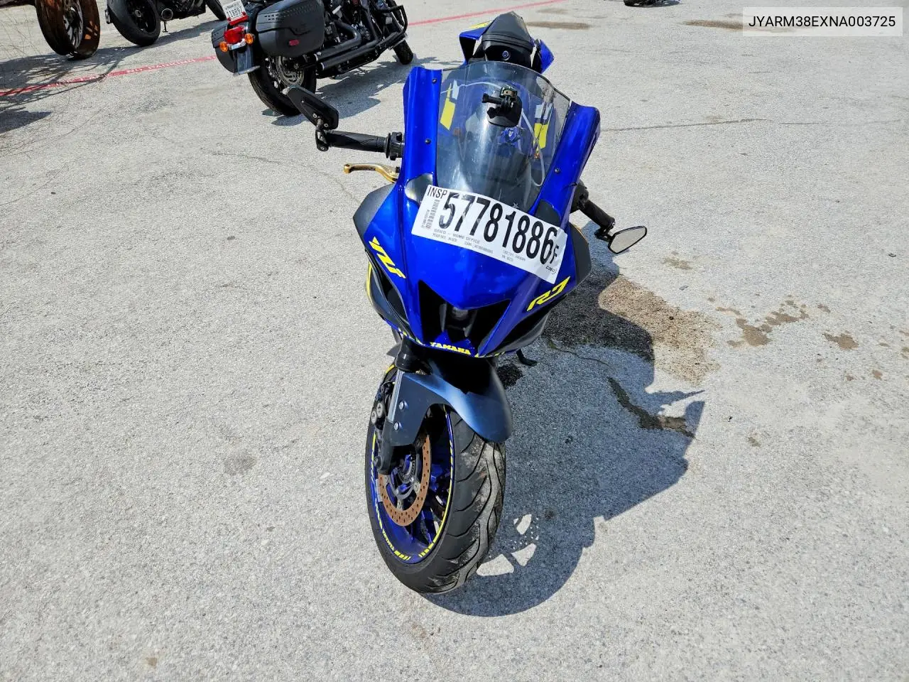 2022 Yamaha Yzfr7 VIN: JYARM38EXNA003725 Lot: 57781886