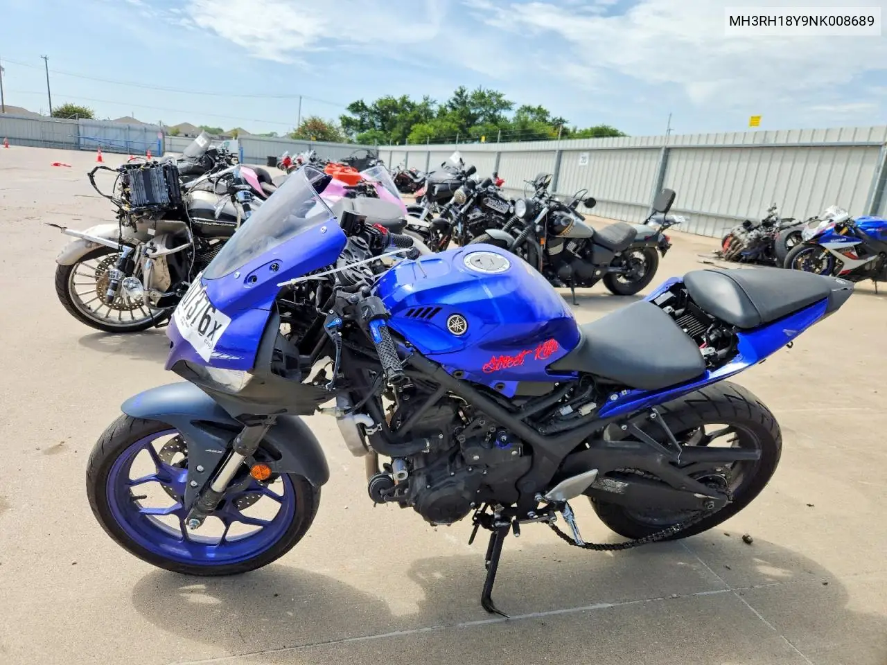 2022 Yamaha Yzfr3 A VIN: MH3RH18Y9NK008689 Lot: 59307376