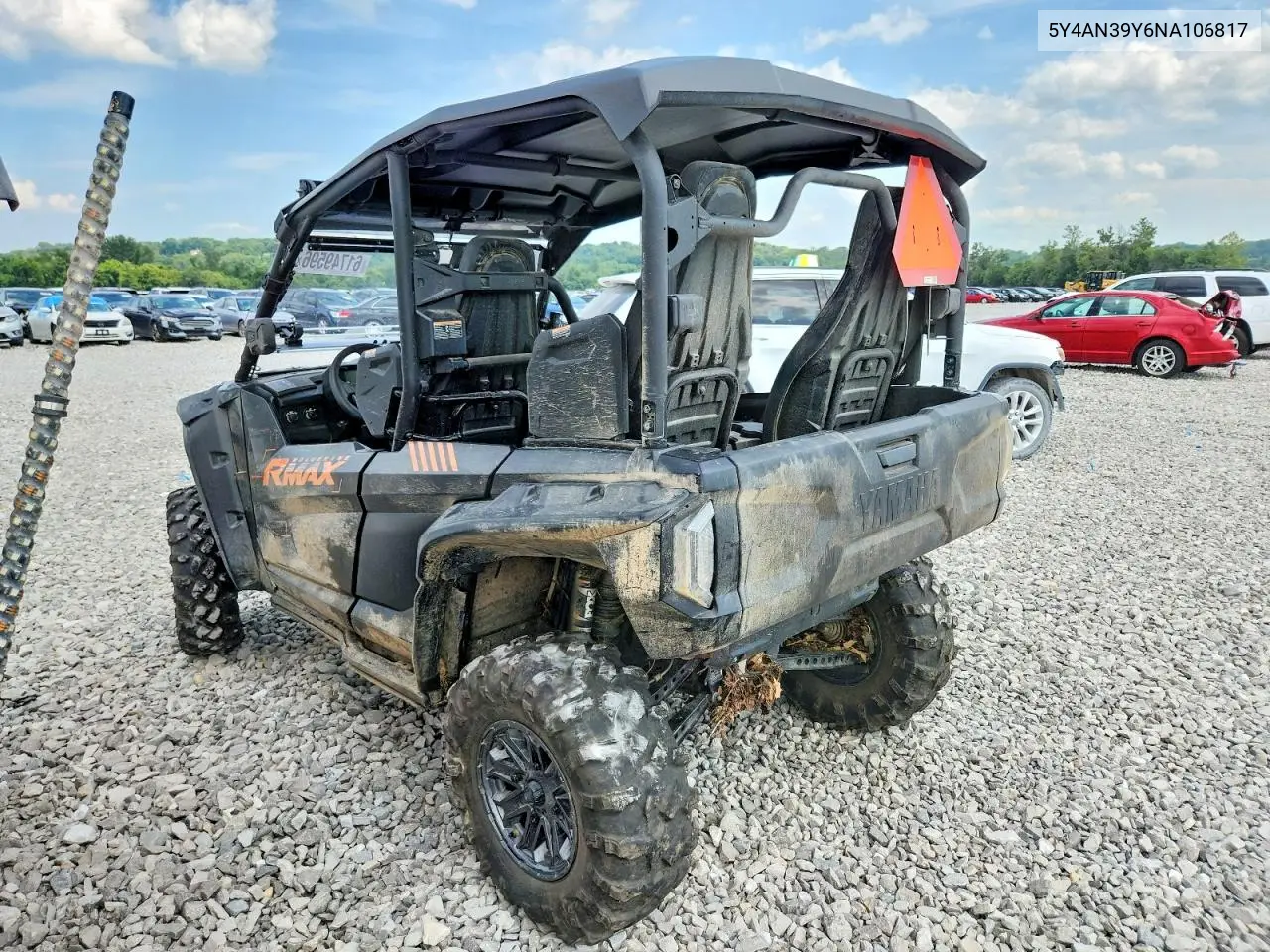 2022 Yamaha Yxe1000 VIN: 5Y4AN39Y6NA106817 Lot: 61749596