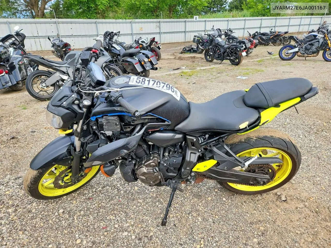 2018 Yamaha Mt07 VIN: JYARM27E6JA001167 Lot: 58179796