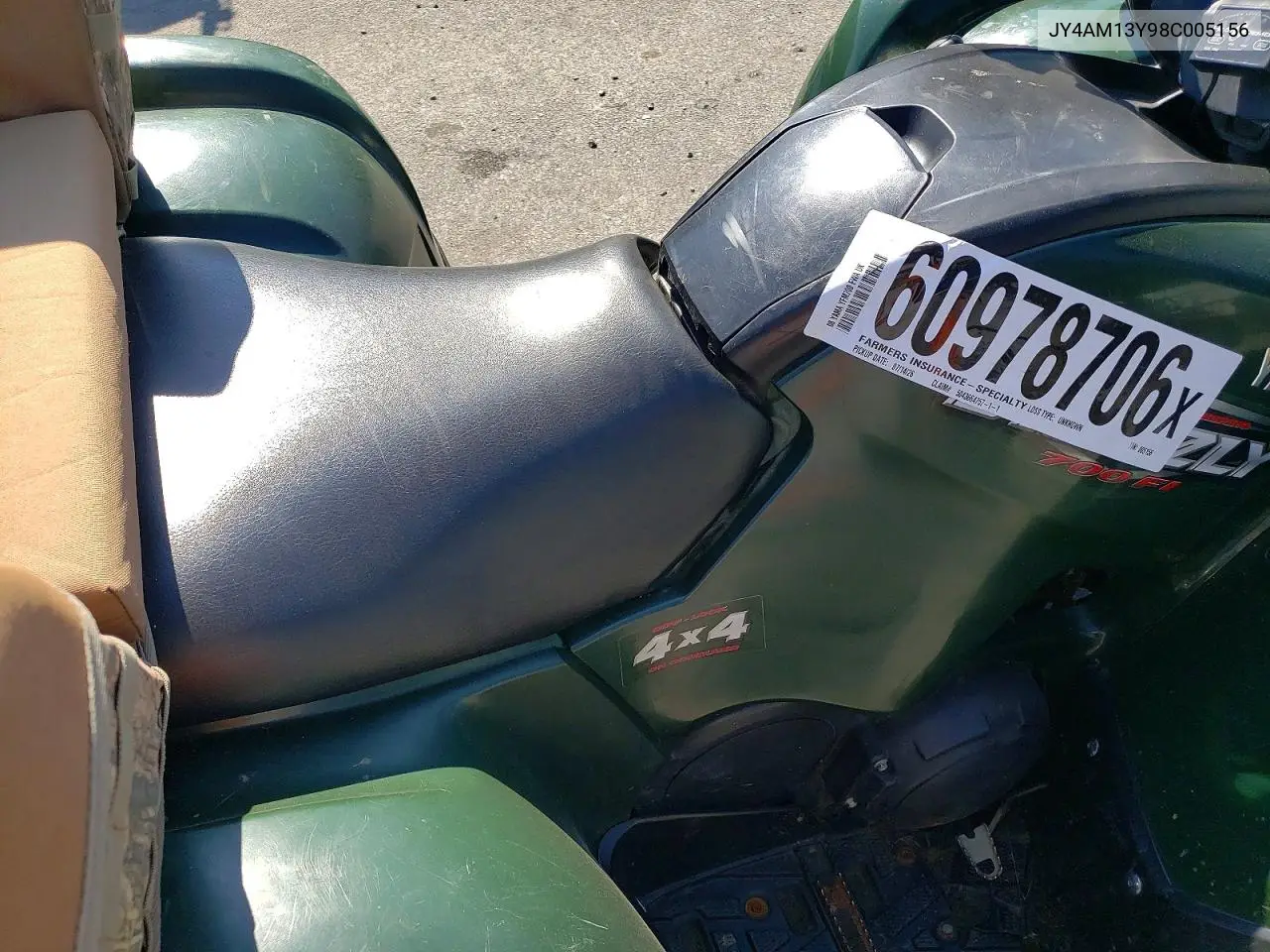 2008 Yamaha Yfm700 Fwad VIN: JY4AM13Y98C005156 Lot: 60978706