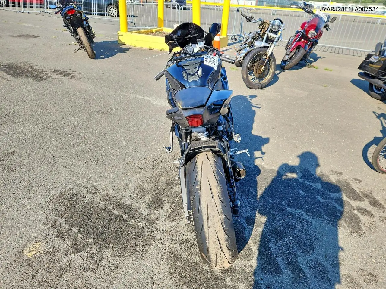 2020 Yamaha Yzf-R6 VIN: JYARJ28E1LA007534 Lot: 60942656