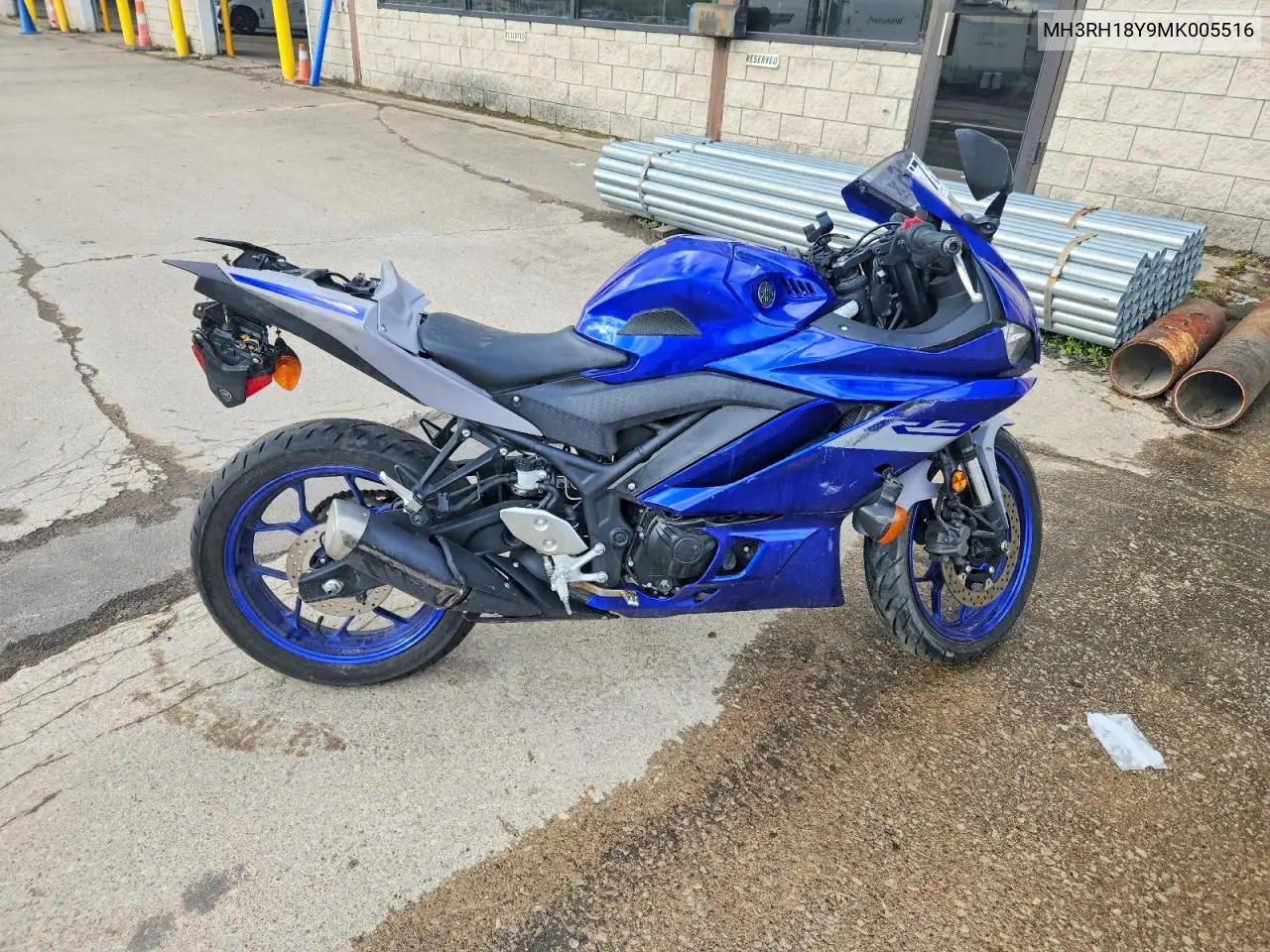 2021 Yamaha Yzfr3 A VIN: MH3RH18Y9MK005516 Lot: 57301066