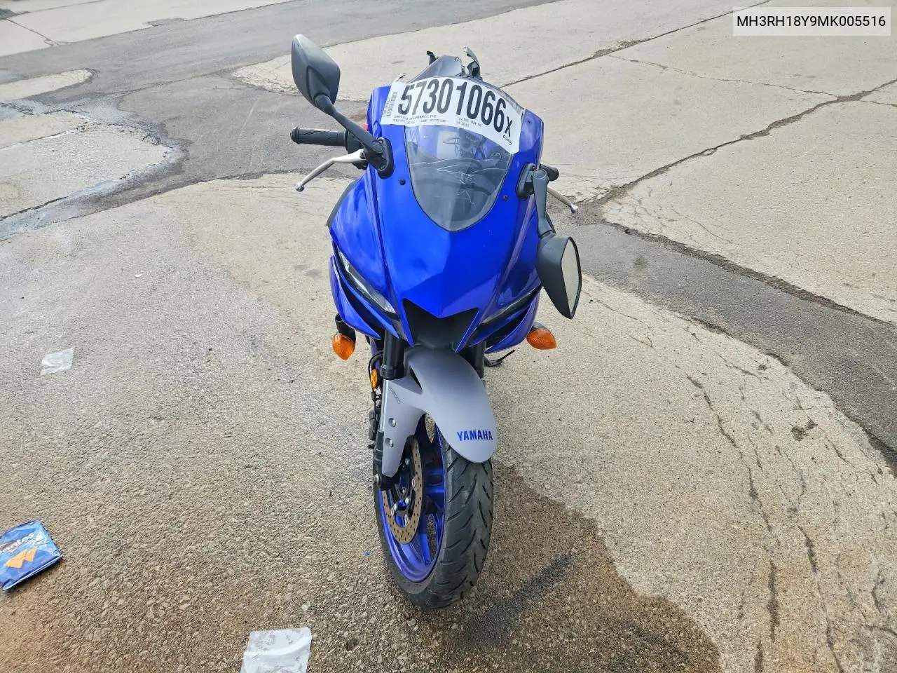 2021 Yamaha Yzfr3 A VIN: MH3RH18Y9MK005516 Lot: 57301066