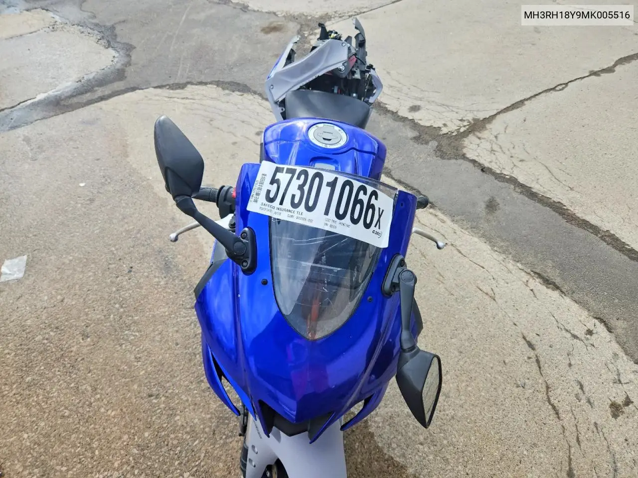 2021 Yamaha Yzfr3 A VIN: MH3RH18Y9MK005516 Lot: 57301066