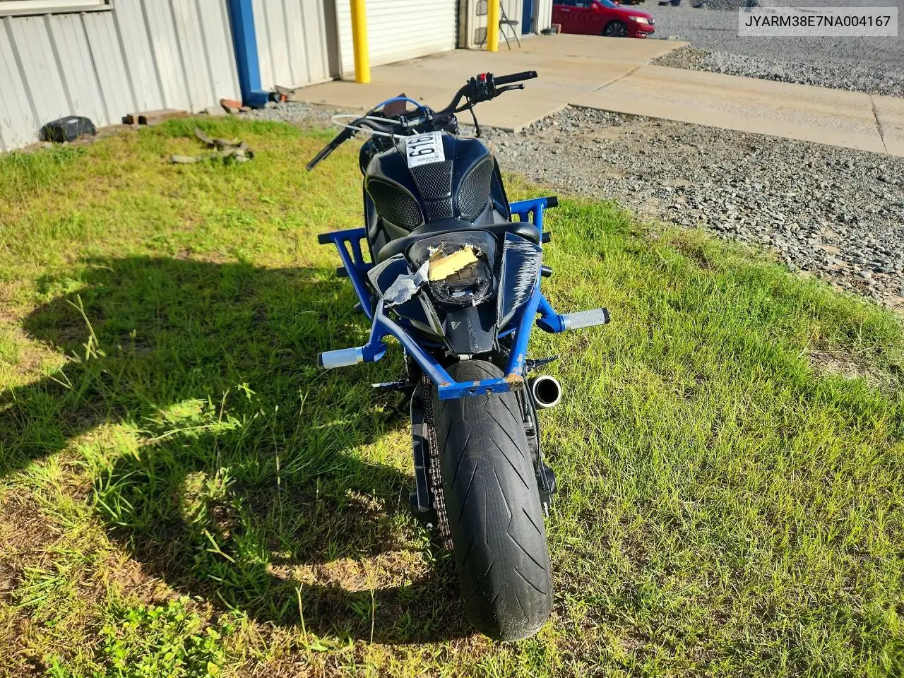 2022 Yamaha Yzfr7 VIN: JYARM38E7NA004167 Lot: 61693036