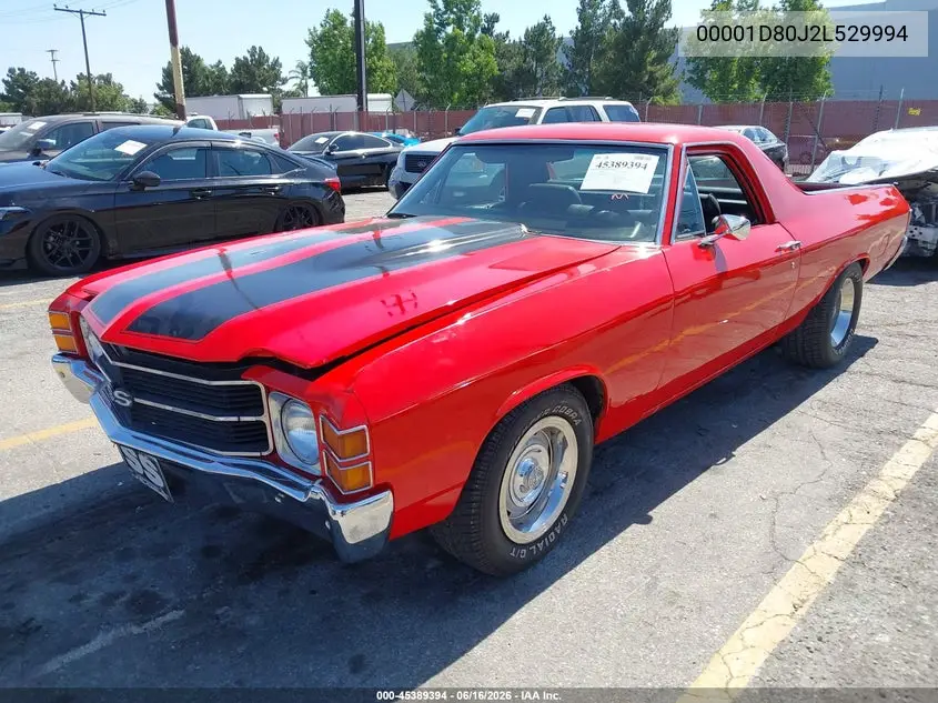 1972 Chevrolet El Camino VIN: 00001D80J2L529994 Lot: 45389394